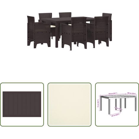 Gartenmöbel - Garten Essgruppe 7 pcs Braun Polt Rattan (1/5)