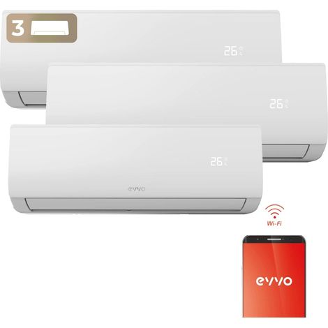 Aire Acondicionado Multi Split 3x1 EVVO CLIMA (9000+9000+12000 BTU), WiFi, Inverter, A++