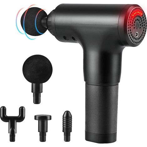 Pistolet de Massage Musculaire, Massage Gun Masseur de Muscle Profonds Deep Tissue Percussion Muscle Massager avec 4 Têtes de Massage Soulager Douleurs et Raideurs Musculaires-Fei Yu (1/5)