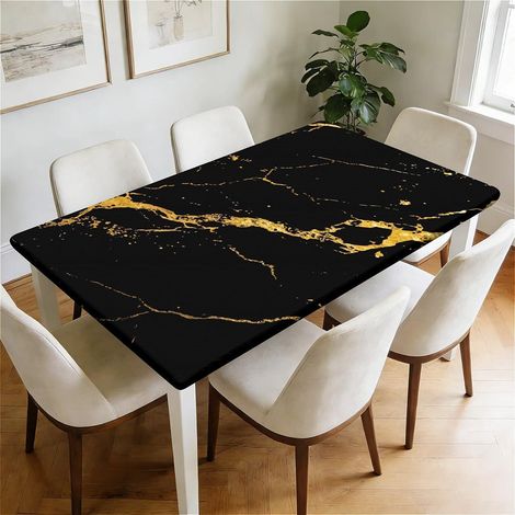 Rechteckige Tischdecke 160x90cm wasserdicht mit Gummizug, abwaschbar, Marmor-Design