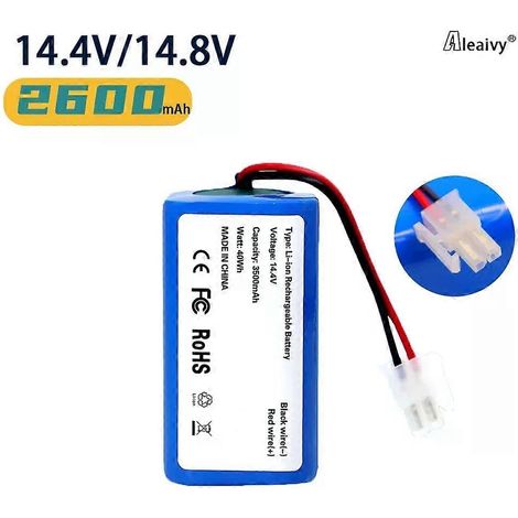 Batterie de remplacement 14,4 V 2600 mAh pour aspirateur robot ILIFE A4, A4s, V7, V7s Plus, A6 (batterie rechargeable 18650) (1/5)