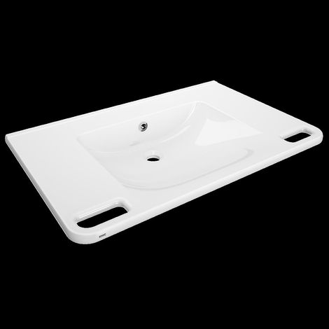 KWC Einzelwaschtisch, MEDCARE, MIRANIT, 850x150x550 mm, Weiß, Überlauf, Griff (1/2)