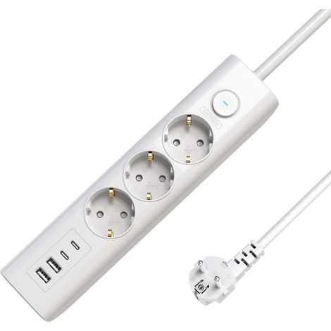 Multipresa MicroConnect Schuko 3 prese con interruttore 1,5 m, bianco, MC-GRU00315WS-USB