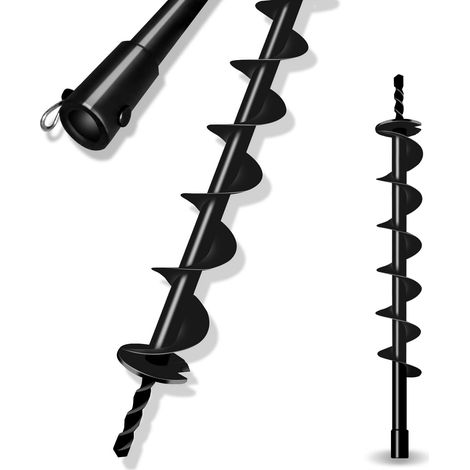 Foret de sol, excavatrice de puits, excavatrice de clôture, 20 mm axe interne, auge solide, foret de jardin pour plantation d'arbres, bulbes, semis - 7,6 cm x 80 cm (1/5)