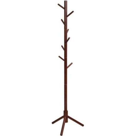 Porte-manteau, porte-manteau autoportant en bois d\'hévéa avec 8 crochets, porte-manteau réglable en haauteur, porte-manteau pour porte-manteau, pour la maison, le bureau, l\'entrée Po