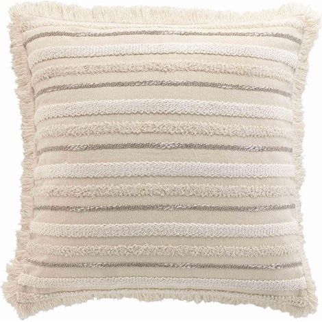 Coussin Déhoussable à Franges 60 x 60 cm – Coton Tissé – Atlas Naturel (1/4)