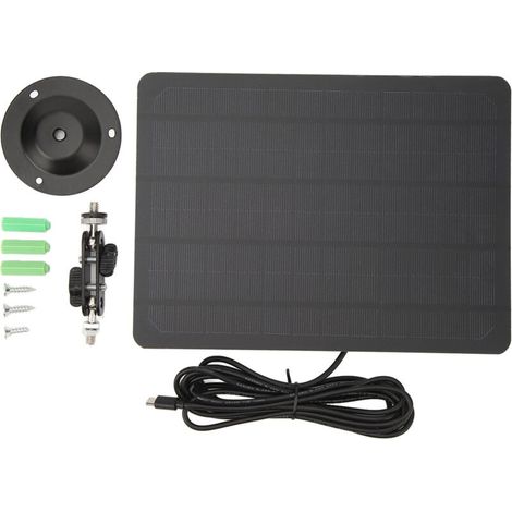 Pannello solare per camper, pannello caricabatterie solare monofase ad alta efficienza con staffa, cavo di ricarica da 3 metri per telecamera di sorveglianza da campeggio all'aperto --Crezuo