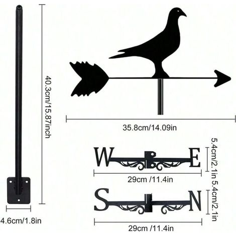 Girouette décorative d'extérieur en forme de pigeon, idéale pour les fermes, les jardins et les patios (1/4)