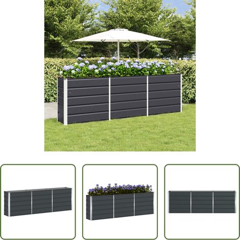 Terrassenkübel - Pflanzkübel Anthrazit 160 x 40 x 75 cm Stahl (1/5)