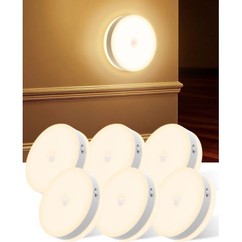 Lumière Détecteur de Mouvement Intérieur Lampe Placard LED Lumière Chaude, Éclairage d'Escalier Lampe LED Rechargeable Double Face pour Escalier, Cuisine Sous Meuble et Dressing (1/5)