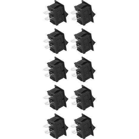 Lot de 10 interrupteurs à bascule bipolaires marche/arrêt à 2 positions, en plastique noir, accessoires industriels KCD1'101 (1/5)