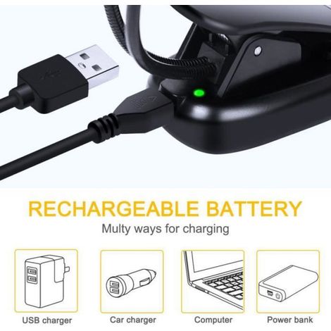 Lampe De Lecture Rechargeable - 14 LED - Pince Flexible - 3000K À 6500K - 50 Lm - Batterie 1200 Mah - Micro Usb - 1 Pièce (1/4)