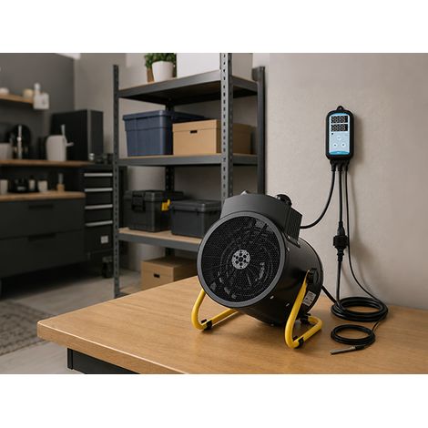 Jiubiaz Calefactor de taller 2000 W con termostato digital de 16 A, inclinación ajustable 28° (1/5)
