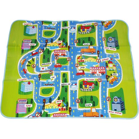 – Tapis de jeu géant pour bébé 158,5 x 128 cm – Circuit voiture de course – OPP + coton PE – Cadeau mixte enfant (1/4)