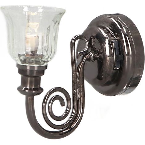 Lampe Murale LED 1:12 pour Maison de Poupée, Éclairage Chaud Vintage, Applique Murale Miniature avec Piles (1/5)