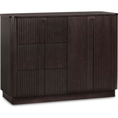Teamson Home Sideboard Cabinet with 3 Drawers, Single Door and Adjustable Shelf, Dining Room Storage Furniture, Black Finish (1/5)