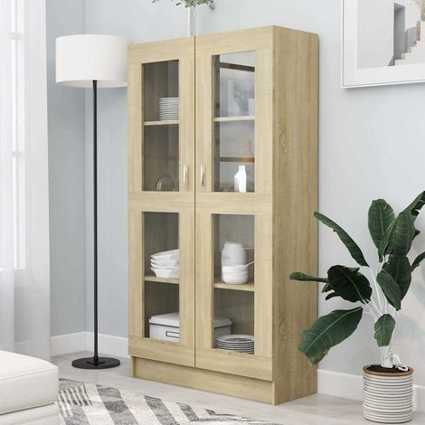 vidaXL Armoire à vitrine Chêne sonoma 82,5x30,5x150 cm Bois ingénierie (1/5)