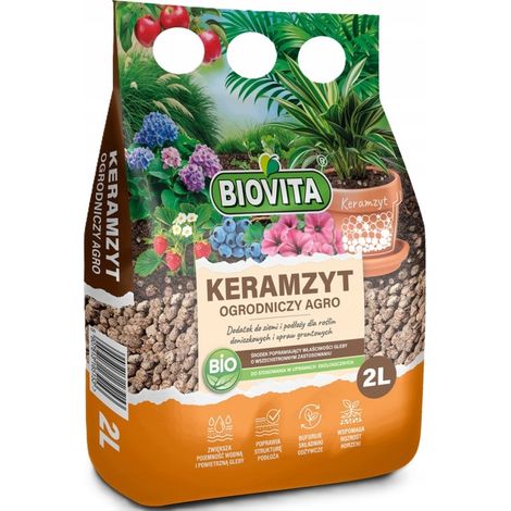 Biovita Arcilla expandida natural para jardinería, 8-16 mm, 2 L (1/2)