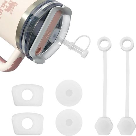 Auslaufsicherer Silikonstopfen 6er Set, Silikon Strohhalm Abdeckung für Stanley Cup H2.0 40oz 30oz Zubehör, 2 Strohhalmabdeckungen, 2 Runden Auslaufstopfen, 2 Quadratischen Auslaufstopfen