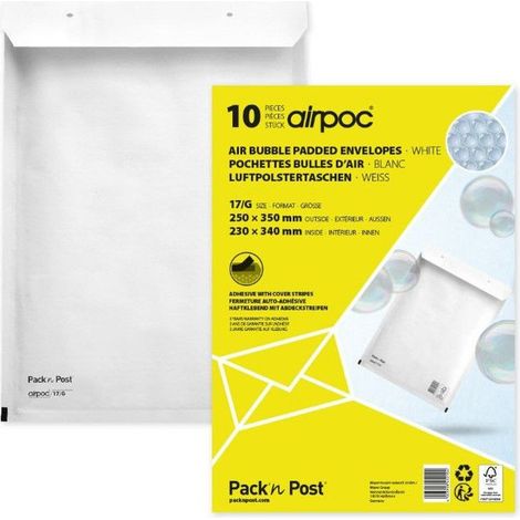 Enveloppes à bulles - 23x34cm - Référence G - Auto adhésive - Lot de 10 - GPV