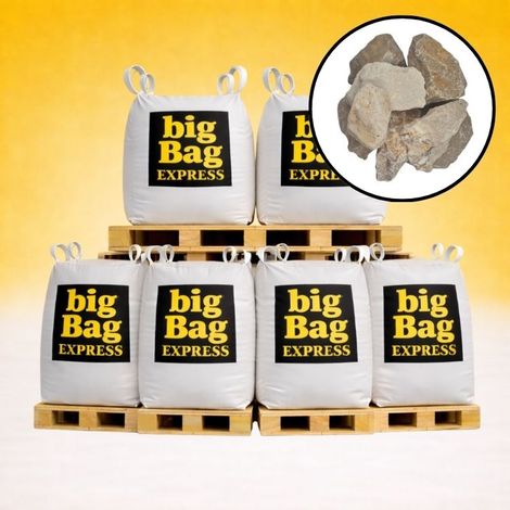 PACK 6 X BIG BAG de +/- 1,5T Pierre à Gabion Ocre Beige Ø 70/120 mm - Livraison PREMIUM (1/4)