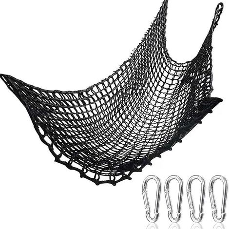 Filet d'escalade extérieur corde filet double couche polyester 4cm/4mm filet de chargement pour aire de jeux, Noir (1/3)