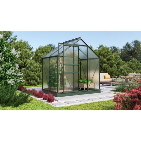 Serre de jardin Comet en polycarbonate 4 mm avec base, Long 1.31 m, Couleur Aluminium (1/5)