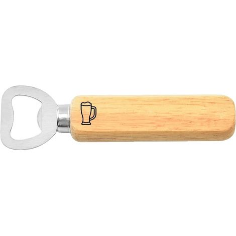 Apribottiglie per birra, testo personalizzato, manico in legno, birra 1 (1/2)