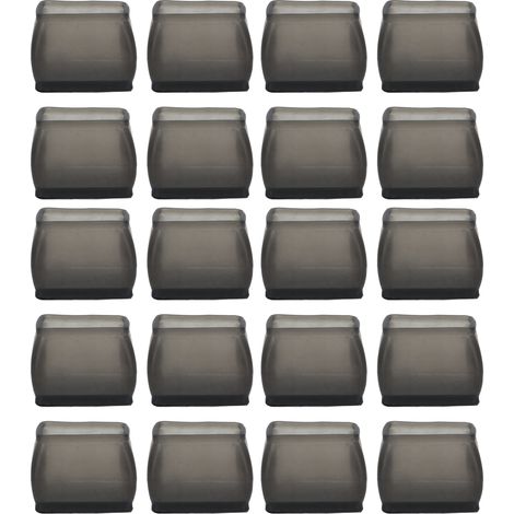 Lot de 20 patins de protection pour pieds de chaise, rectangulaires, feutrine noire transparente, antidérapants, insonorisants, anti-rayures, pour tables et chaises. (1/5)