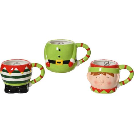 Tazza in ceramica gnomo natalizio per decorazioni natalizie, set da 3 pezzi (1/4)