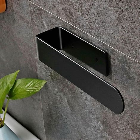Porte Serviette Salle De Bain Noir, Adhesif Accroche Support Porte Torchon Mural sans Percage, Porte Serviette de Salle de Bain Mural en Acier Inoxydable pour Cuisine et Toilette (1/4)