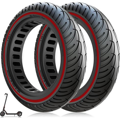 Pneu Plein 8 1/2 x2 Trottinette pour Xiaomi Pro 2 1S M365 Mi 3, Pneus Increvable 8,5 Pouces, Roue Pleine Trottinette 8.5x2 Pouces (50/75-6.1), Zéro-Entretien & Haute Durabilité, Rouge, 2PCS (1/5)