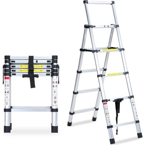 SWANEW Scala telescopica fino a 150 kg Stabile scala multiuso in alluminio 1.4m + 1.7m (1/4)