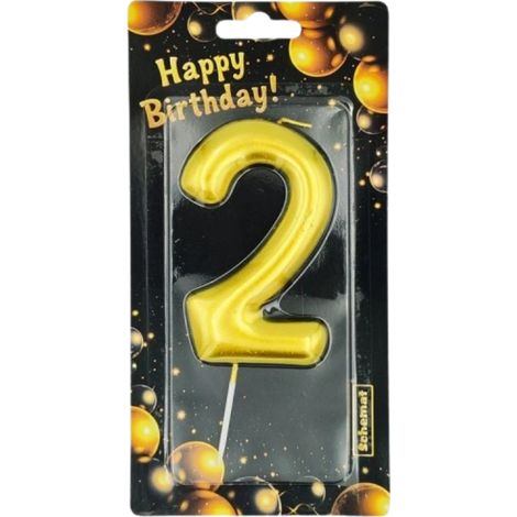 Diagrama de la vela de cumpleaños para un pastel - Número 2 dorado (1/3)