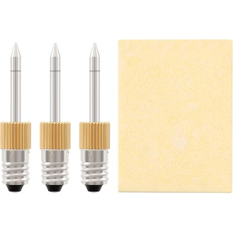 Punta per saldatore senza ottone, saldatore USB, interfaccia E10, saldatore a batteria, punta per saldatore filettata, include: 3 punte per saldatore (punta E x 3) 1 spugna (1/5)