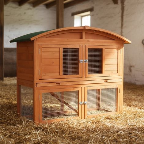 Conejera Jaula para conejos jaula de hámster Techo redondo Cajas jaula de ratones jaula de animales pequeños jaula de ratas ratoncillos madera