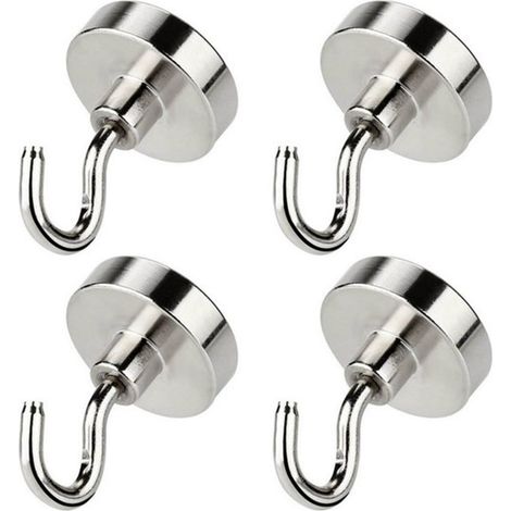 Crochets magnétiques extra-puissants pour barbecue, aimants néodyme 1,5 kg, aimants en acier inoxydable, lot de 4, 1 x 3,15 cm