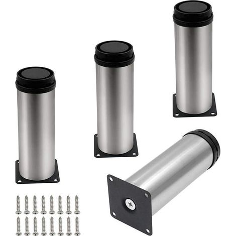 4 Pcs Pieds Meuble Réglables 15cm en Métal Pieds pour Table Chaise Armoire Lit avec Vis (1/4)