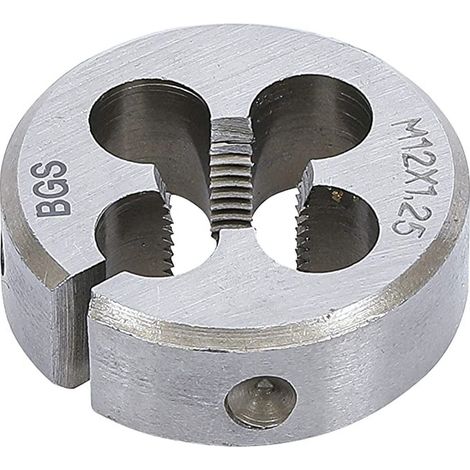 Bgs Technic – Filière M12 x 1.25 – Acier spécial GCr15 – Ø extérieur 38.1 mm – Pour filetage standard à droite – Épaisseur 12 mm