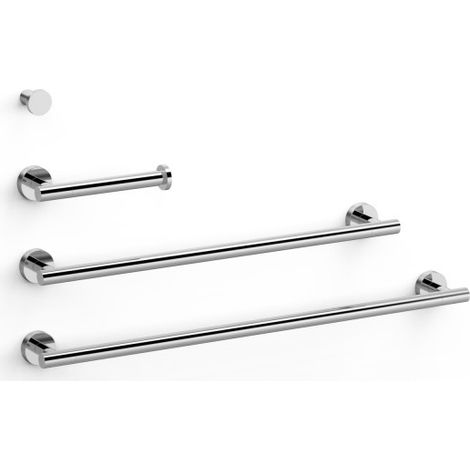 Ensemble de 2 Porte-serviettes et 1 Dérouleur à papier WC Chrome - TRES 09598102