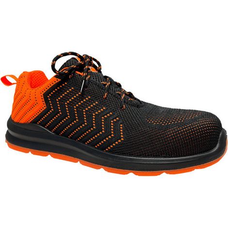 Neri Safety Scarpa Protettiva Bassa Wave S1P SRC ESD Tessuto Flyknit Mesh Unisex Nero/Arancione Taglia 36