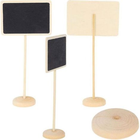 Mini Tableau Noir - Bois Naturel - Pour Décoration Table Mariage Étiquetage Plantes - Lot de 12 (1/5)