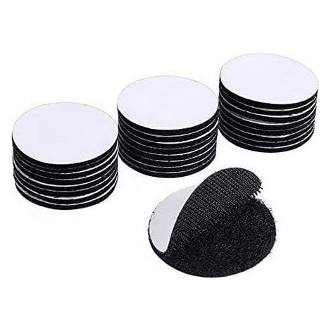 Lot de 24 pastilles adhésives noires rondes, ruban double face haute adhérence, crochets et boucles industriels pour fixation murale, décoration intérieure, maintien de tapis, suspension d'outils, for (1/5)