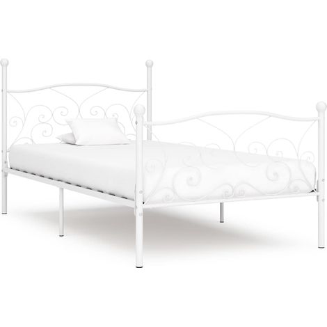 Cadre de lit sans matelas avec sommier à lattes métal 90x200 cm (1/5)