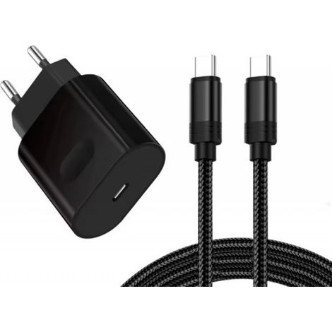 18-W-Ultraschnellladegerät mit USB-C-Anschluss – Netzteil – 60-W-6-A-USB-C-Kabel (1 Meter, geflochten) – Hochleistungs-Ladegerät-Set – Kompatibel mit Smartphones und Tablets – Schnellladegerät (1/5)