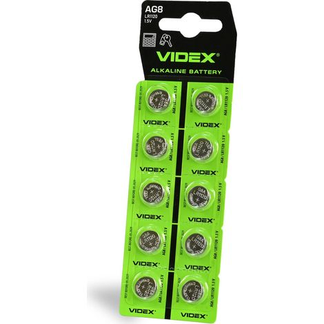 Alkaline-Batterie Videx AG8/LR1120, Blisterpackung mit 10 Stück.