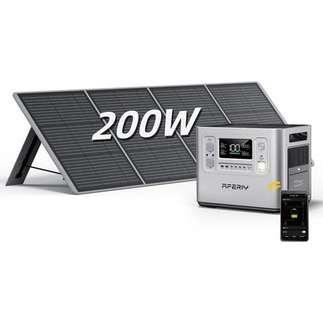 Tragbares Stromaggregat - AFERIY - P210 - 2400W - Batterie 2048Wh LiFePO4 - Solarpanel 200W