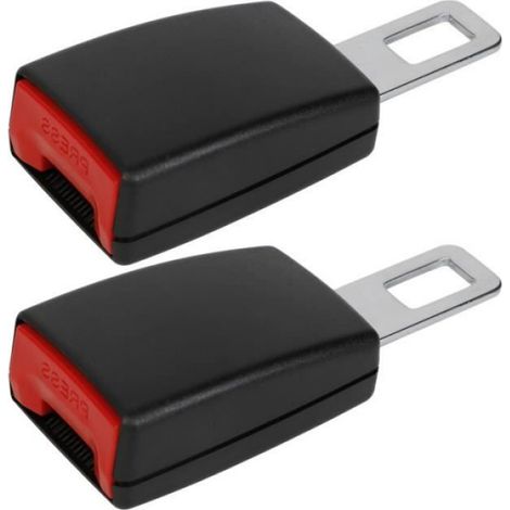 Clip Ceinture Sécurité - Rallonge 12 cm - Universel Voiture Camion - ABS Nylon Acier - Noir - 2 Pièces (1/4)
