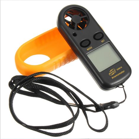 Anémomètre numérique portatif, jauge de vitesse du vent, mesure avec précision la température, rétro-éclairage LCD, météo (1/5)