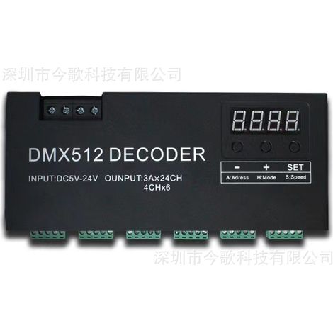 Vente directe de décodeurs à tension constante DMX512 RGBW 24 canaux, contrôleur LED professionnel pour scène.